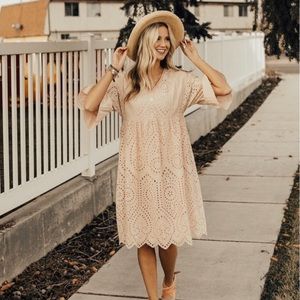 Roolee lace pink dress